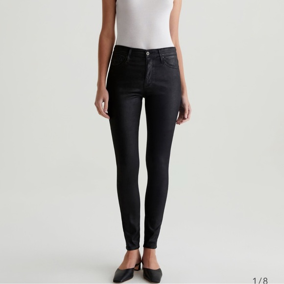 Ag Adriano Goldschmied Denim - AG Jeans The Farrah Skinny Mid Rise Ankle Black Coated Denim